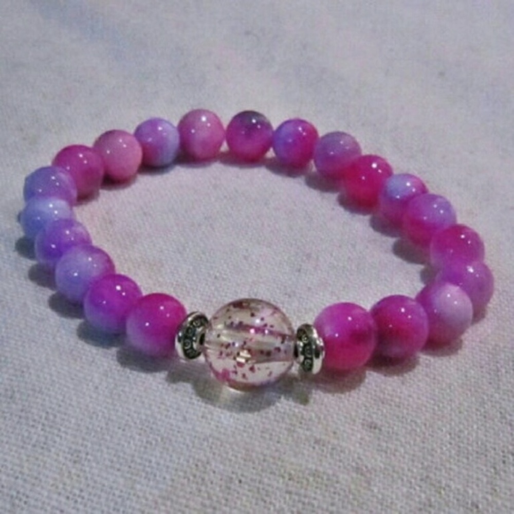 Gemstones Purple Pink Bracelet Elastic gift boxed